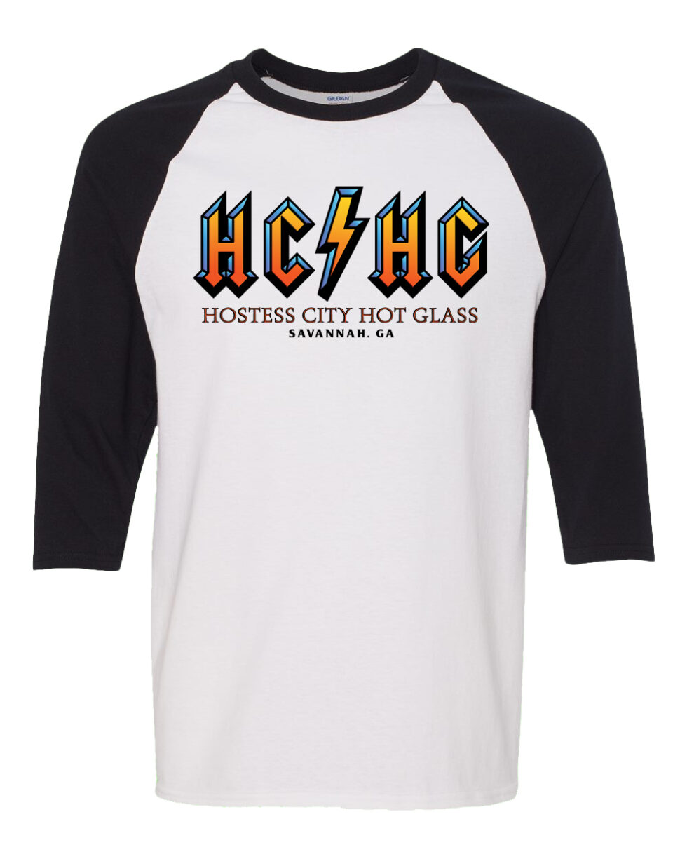 Hostess City Hot Glass "HC/HG" unisex 3/4 sleeve Raglan