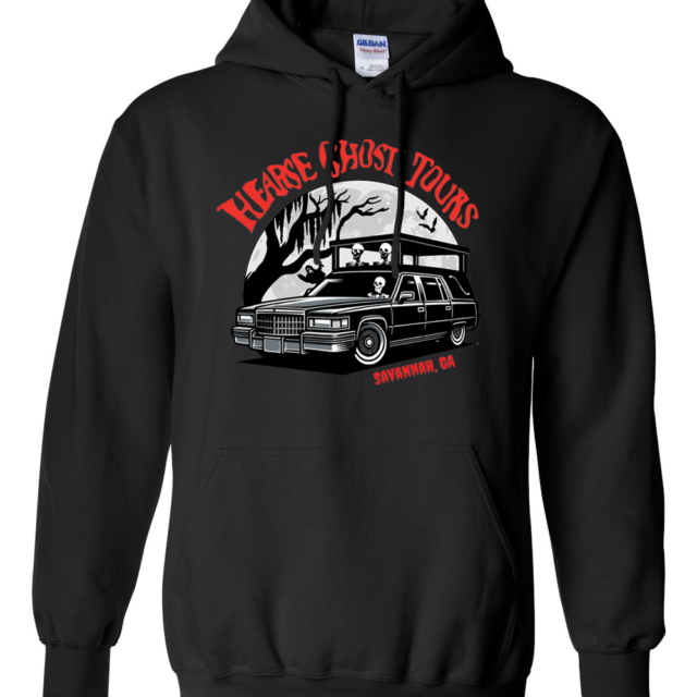 Hearse Ghost Tour "Black and Red" Unisex Hooded Pullover Sweatshirt