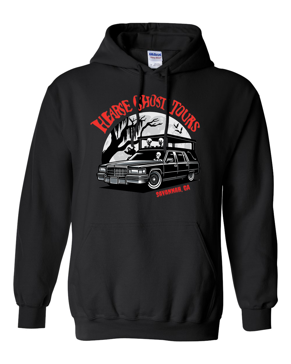 Hearse Ghost Tour “Black and Red” Unisex Hooded Pullover Sweatshirt