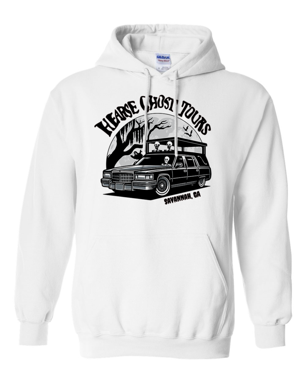 Hearse Ghost Tour "Black and White" Unisex Hooded Pullover Sweatshirt
